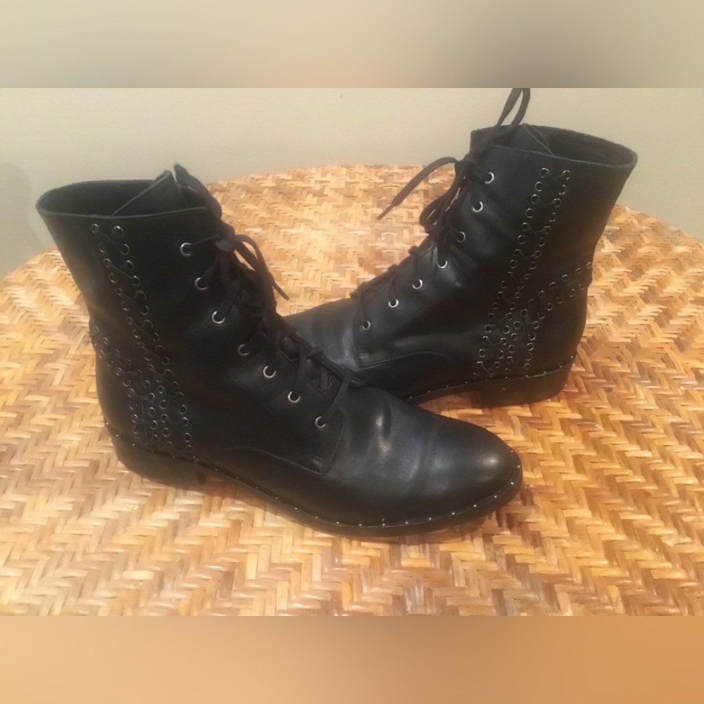 Freda Salvador Womens Black Leather Nia Corset Boots - Size 8.5